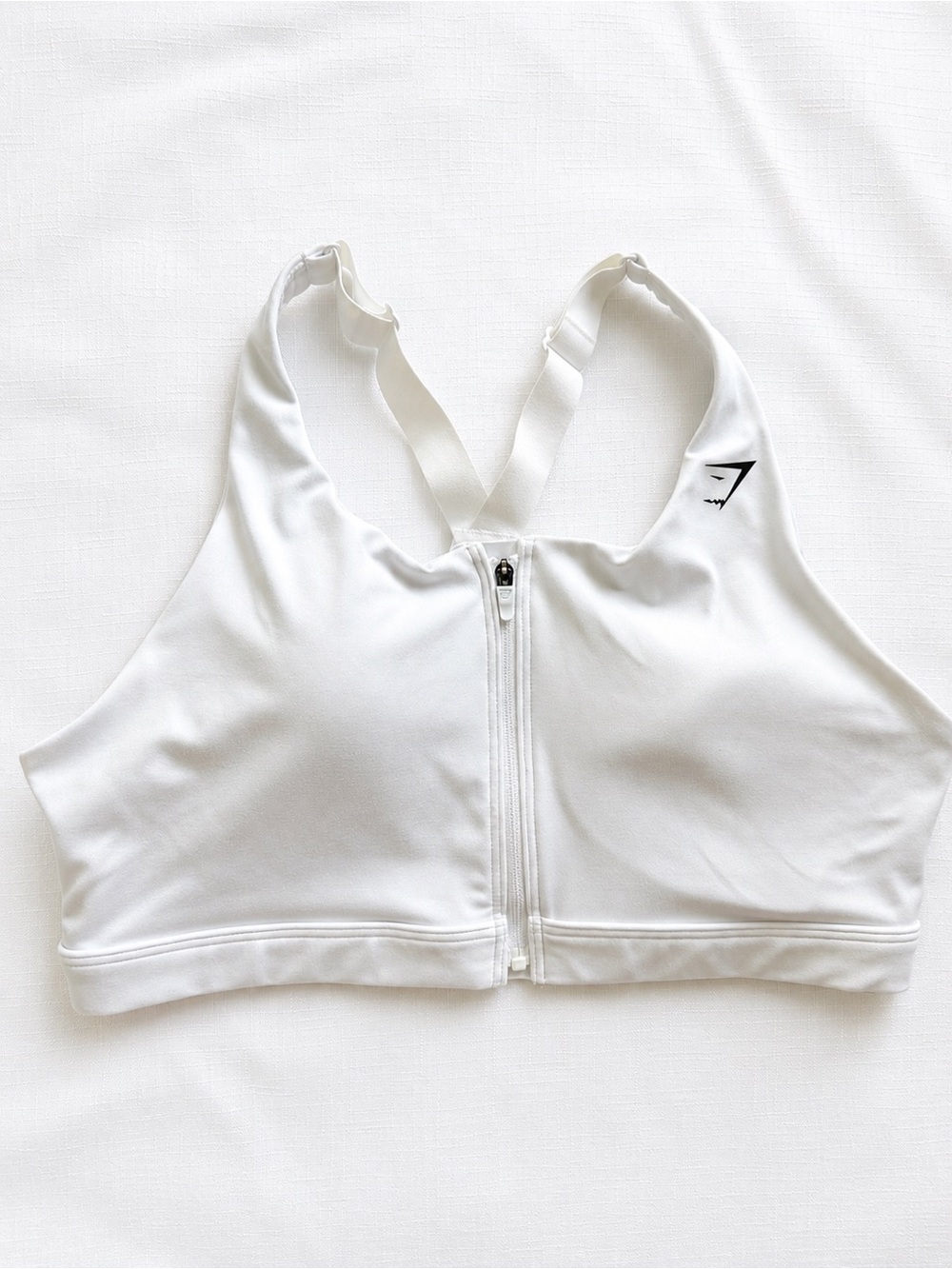 Gymshark White Zip Front High Support Sports Bra Size Medium Athletic Workout